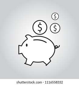 Icon Earnings / Pig / coin / Vector 10 EPS