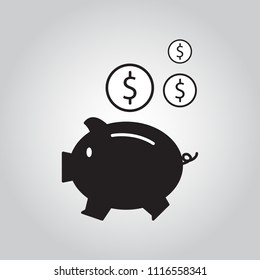 Icon Earnings / Pig / coin / Vector 10 EPS