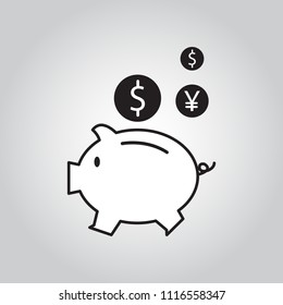 Icon Earnings / Pig / coin / Vector 10 EPS