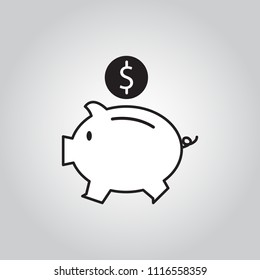 Icon Earnings / Pig / coin / Vector 10 EPS