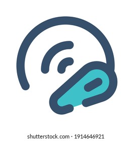 icon earphone wireless using filled line style and blue color