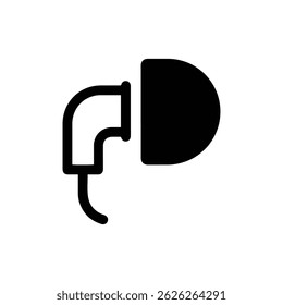 Icono de un auricular con un diseño delgado y gancho