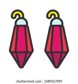 Icon earrings in lineal color style. vector illustration and editable stroke. Isolated on white background.