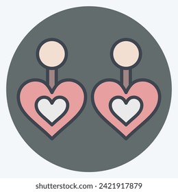 Icon Earrings. related to Ring symbol. color mate style. simple design editable. simple illustration