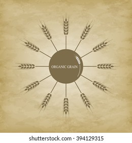 icon ears of wheat arranged in a circle-vector illustration. The background grunge.