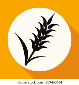 Icon Ears of Wheat on white circle with a long shadow