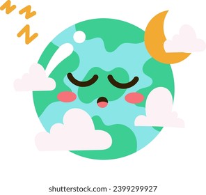 icon of earth asleep with clouds and moon commemorating earth hour