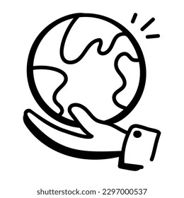 Icon of earth care in modern doodle design 