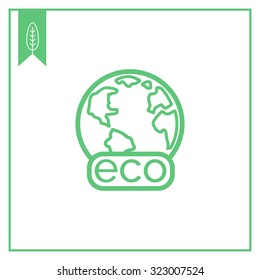 Icon of Earth globe with Eco banner