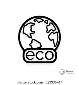 Icon of Earth globe with Eco banner