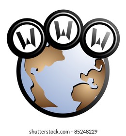 Icon with the earth and the internet symbol