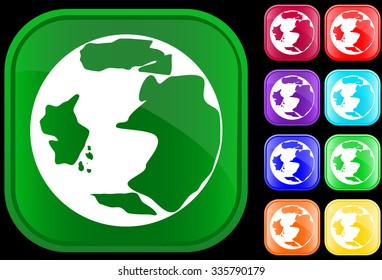 Icon of earth on shiny square buttons