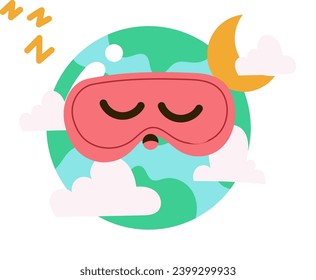 icon of the earth sleeping with red eyes closed to commemorate earth hour