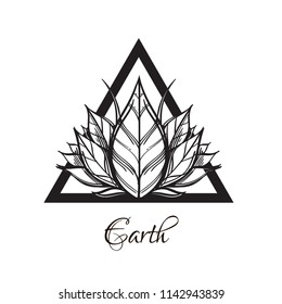 Icon Earth in the style of hand-drawing. Sketch magical elements. Drawing for the design of board games, mobile applications.