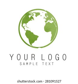 Icon Earth with watercolor effect, element for firm stile identity