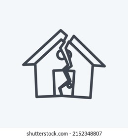 Icon Earthquake Hitting House. suitable for disasters symbol. line style. simple design editable. design template vector. simple symbol illustration