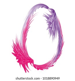 Icon Easter egg. brush, leaves. Easter greeting card.