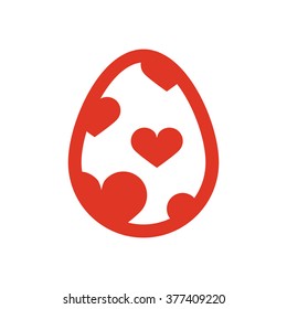 Icon Easter egg red color with hearts holiday icon isolated