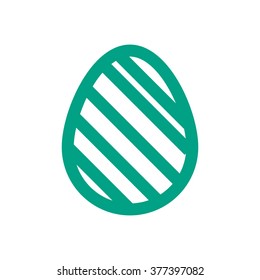 Icon Easter egg turquoise color with lines holiday icon isolated