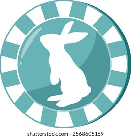 an icon for the Easter holiday, namely a blue poker chip with an imprint of an Easter bunny standing on its hind legs	
