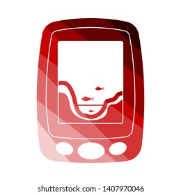 Icon Of Echo Sounder. Flat Color Ladder Design. Vector Illustration.