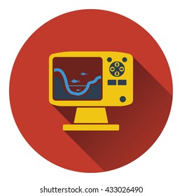 Icon of echo sounder  . Flat design. Vector illustration.