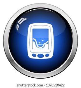Icon Of Echo Sounder. Glossy Button Design. Vector Illustration.