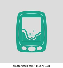 Icon of echo sounder  . Gray background with green. Vector illustration.