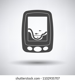 Icon of echo sounder   on gray background, round shadow. Vector illustration.