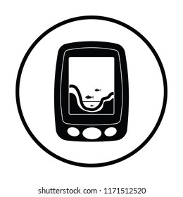 Icon of echo sounder  . Thin circle design. Vector illustration.