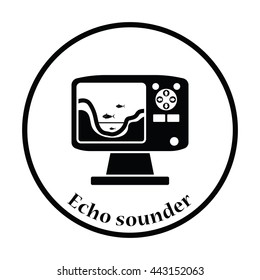 Icon of echo sounder  . Thin circle design. Vector illustration.