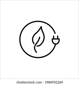 Icon Of The Eco Friendly Energy Source Line In A Simple Style. It represents the battery charge from a renewable power source. Vector sign in simple style, isolated on a white background