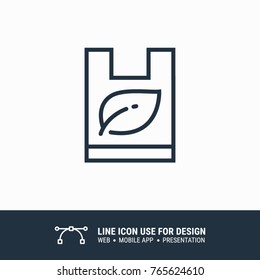 Icon eco leaf plastic bag graphic design single icon vector illustration