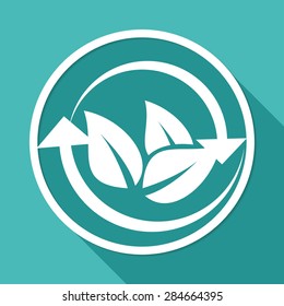 Icon Eco on white circle with a long shadow