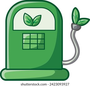 Icon of Ecology for safe earth. Gas pump vector illustration. Ecology nature environtment save cartoon style. Pump station biofuel elements.