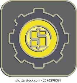 Icon econometric. Economy elements. Icon in embossed style.