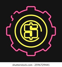 Icon econometric. Economy elements. Icon in neon style.