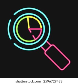 Icon economic analytics. Economy elements. Icon in neon style.