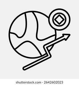 Icon economic freedom. Crypto currency elements. Icon in line style.