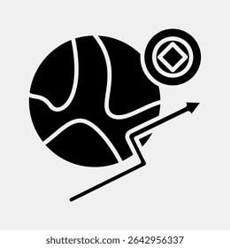 Icon economic freedom. Crypto currency elements. Icon in glyph style.