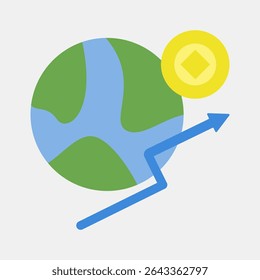 Icon economic freedom. Crypto currency elements. Icon in flat style.