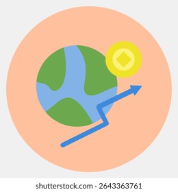 Icon economic freedom. Crypto currency elements. Icon in color mate style.