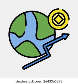 Icon economic freedom. Crypto currency elements. Icon in filled line style.