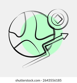Icon economic freedom. Crypto currency elements. Icon in color spot style.