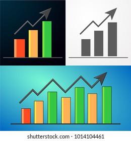 Icon of economic growth in different styles and colors.