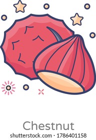 Icono de frutos secos comestibles, vectores de castaño 