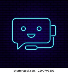 Symbol für redaktionelle Inhalte auf Chatbot - Neon mit Ai-Roboter