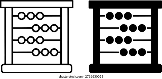Icon for education, abacus illustration, outline and silhouette versions