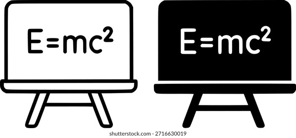 Icon for education, blackboard illustration, outline and silhouette versions