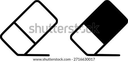 Icon for education, eraser illustration, outline and silhouette versions